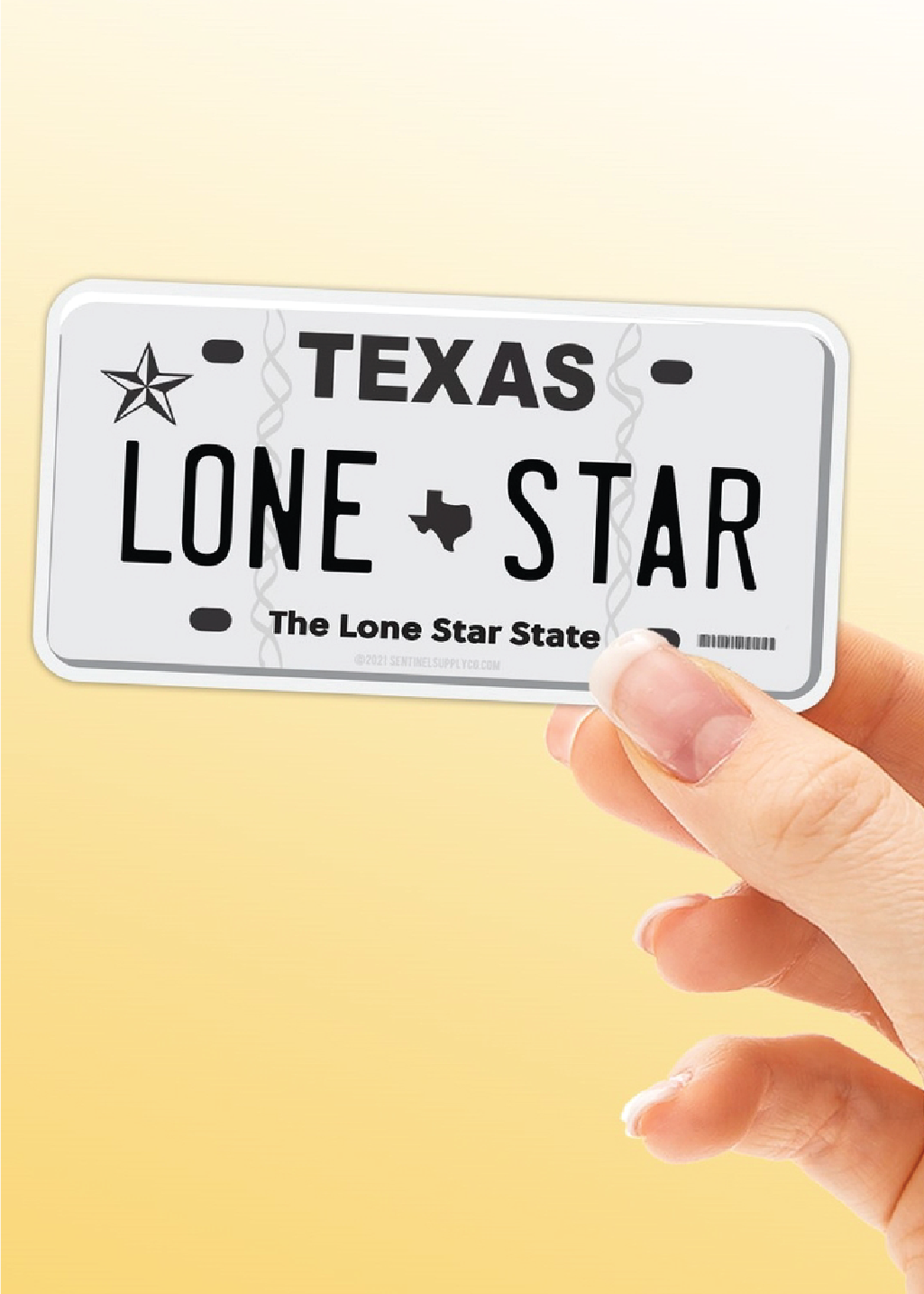 Lone Star License Plate Sticker - Tucker Brown