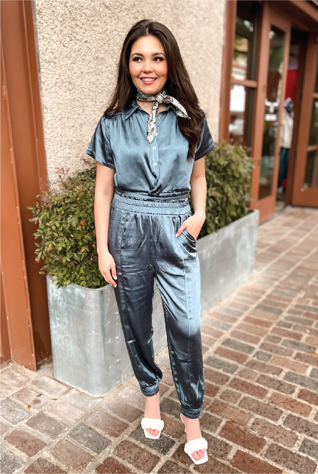 Mai Satin Jogger - Tucker Brown