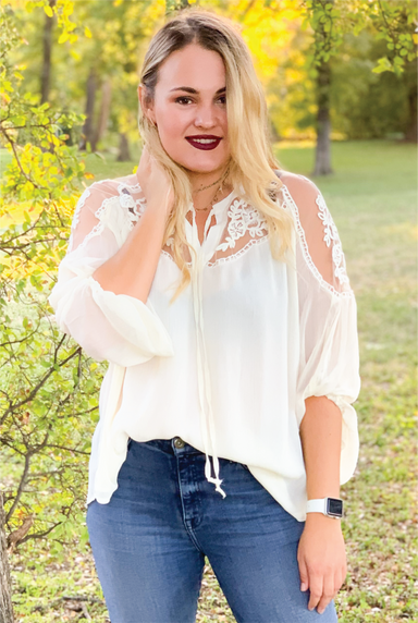 Trulaske Lace Blouse - Ivory - Tucker Brown