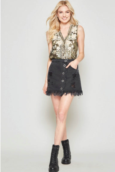 Goodall Embroidered Tank - Olive - Tucker Brown