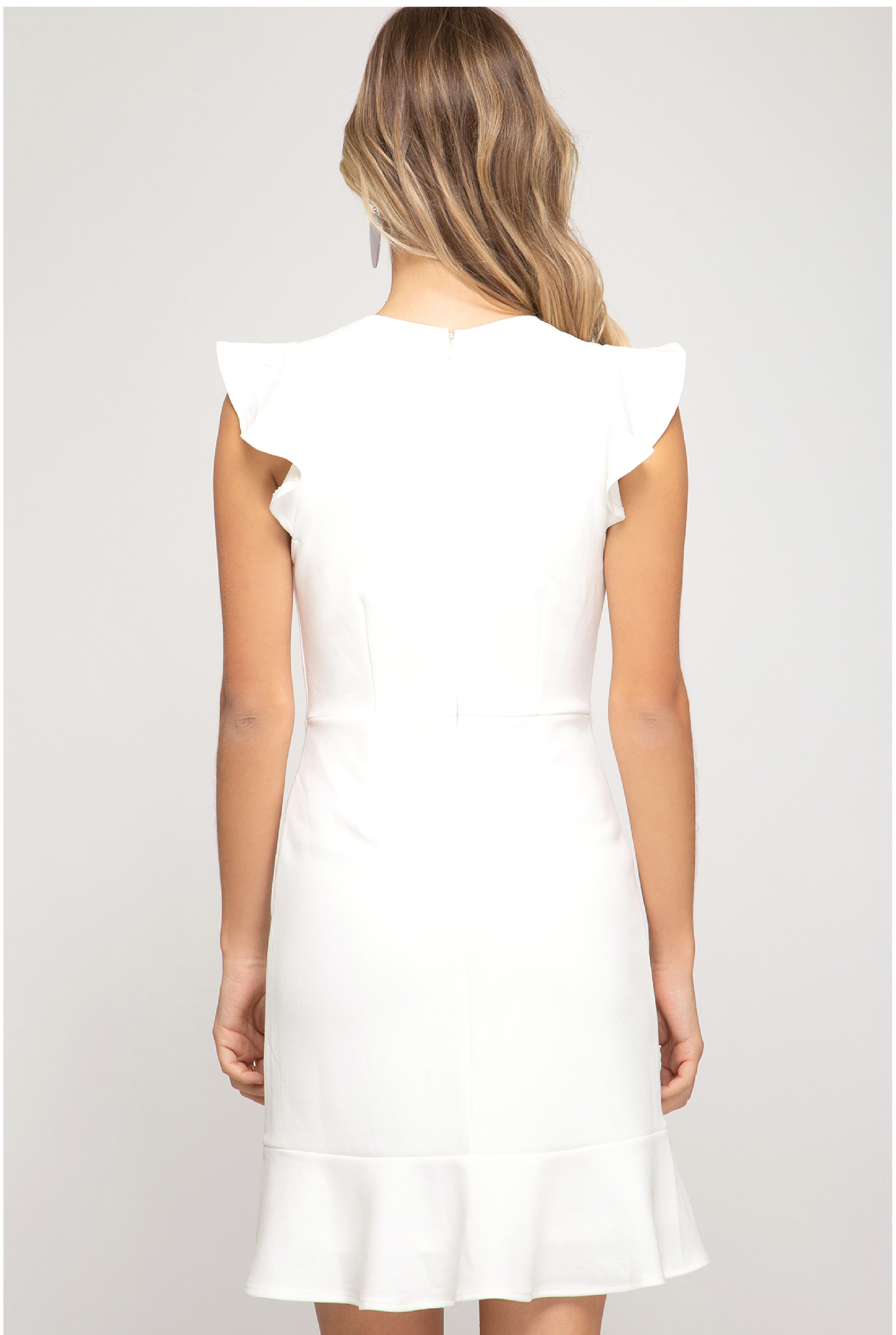 Miriam Cap Sleeve Dress - White - Tucker Brown