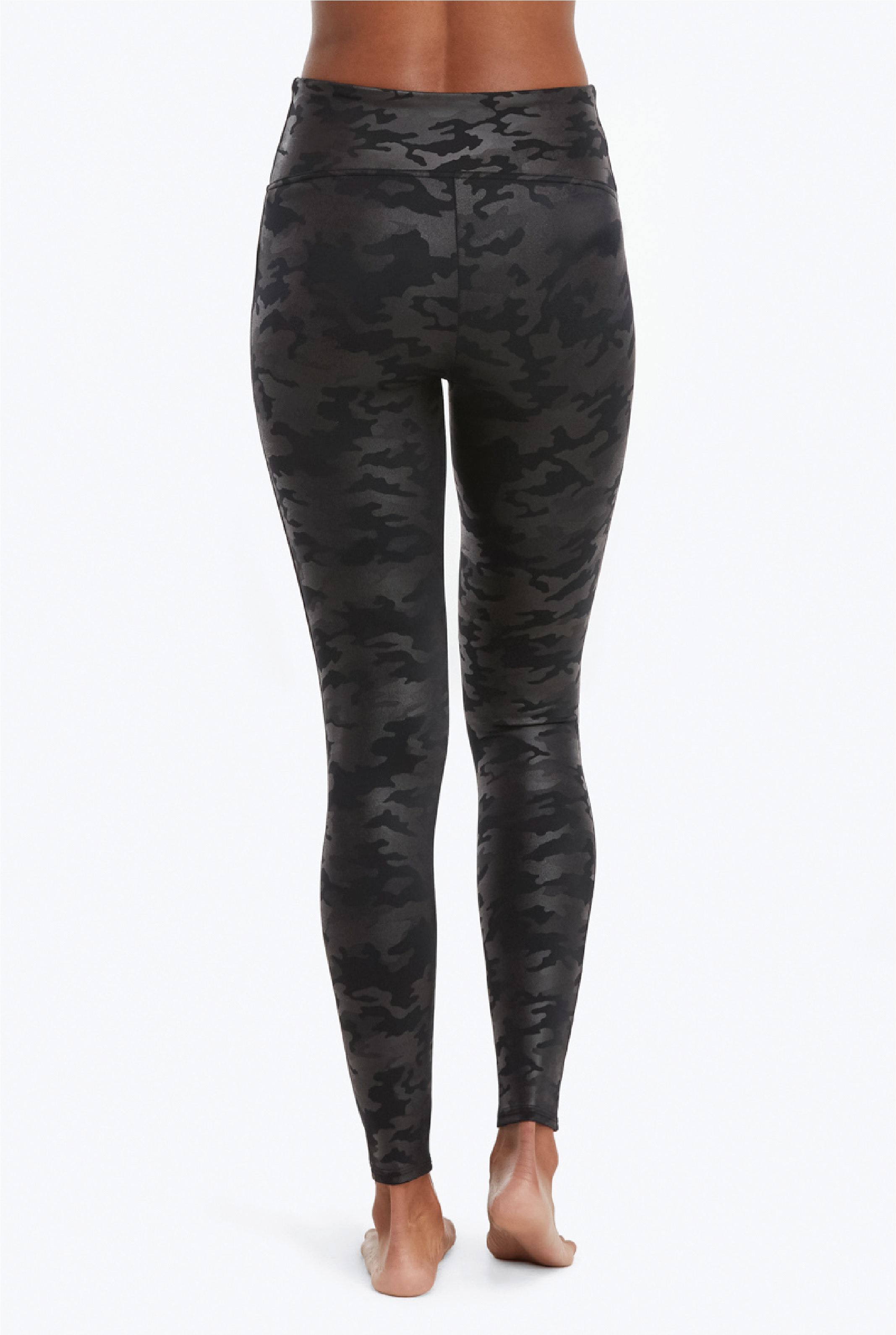 Faux Leather Camo Leggings - Matte Black - Tucker Brown