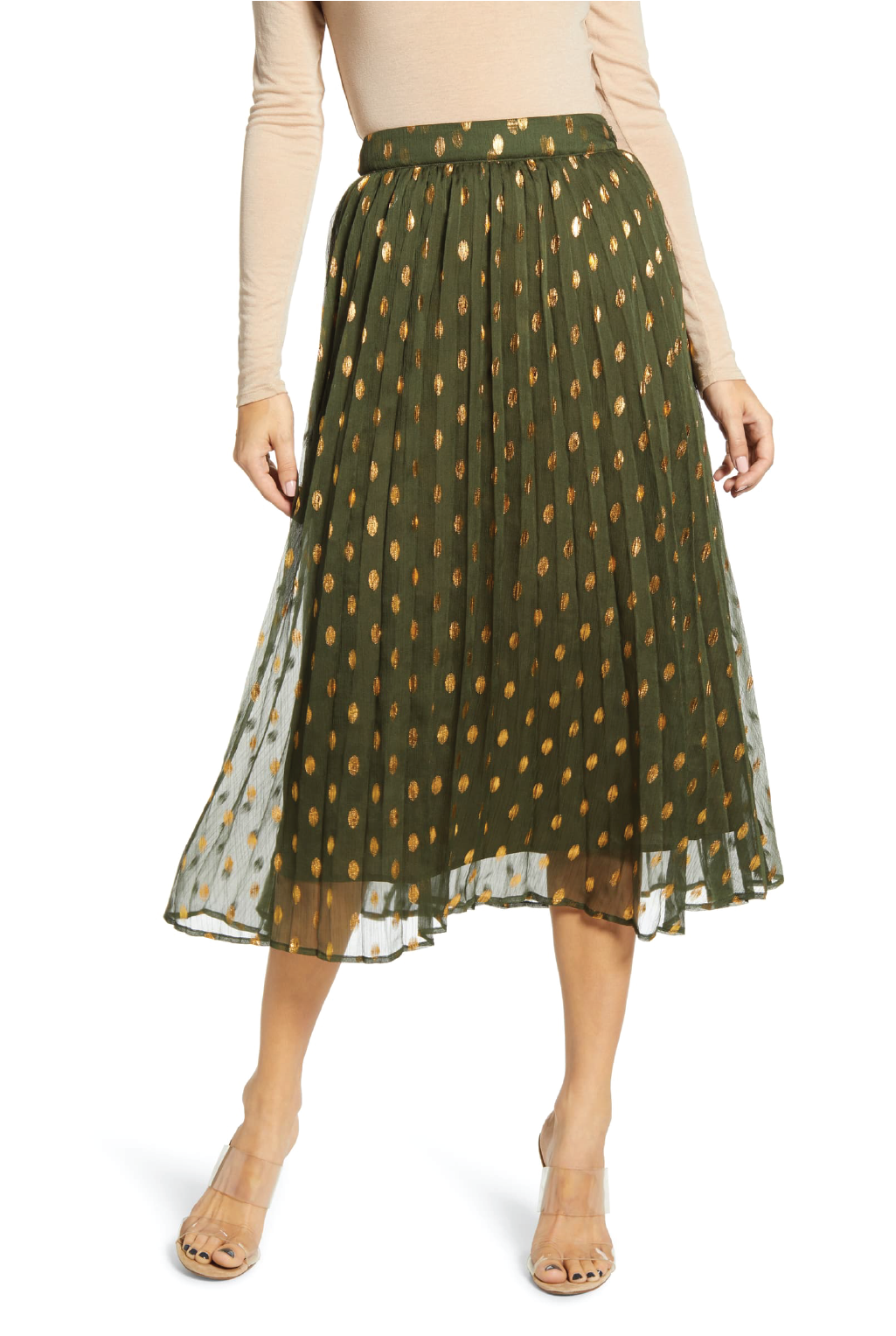Deck The Halls Pleated Skirt -Green - Tucker Brown