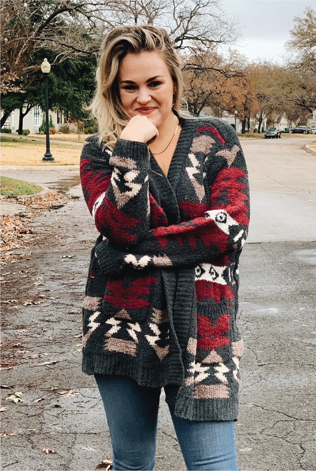 Plush Tribal Cardigan - Charcoal - Tucker Brown