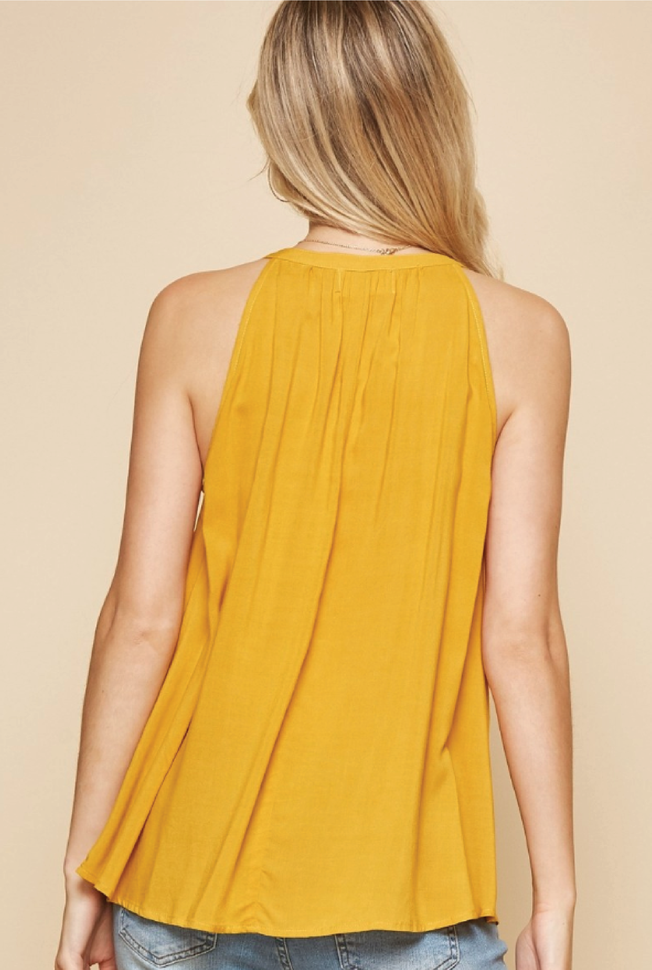 Carnation Embroidered Tank - Mustard - Tucker Brown