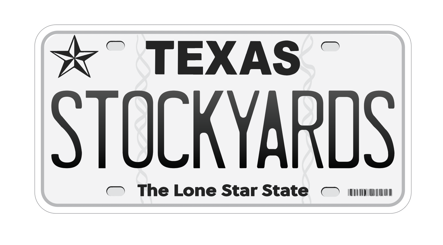 Stockyards License Plate Sticker - Tucker Brown